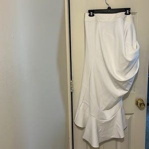 White drape front maxi skirt from New York and Company.